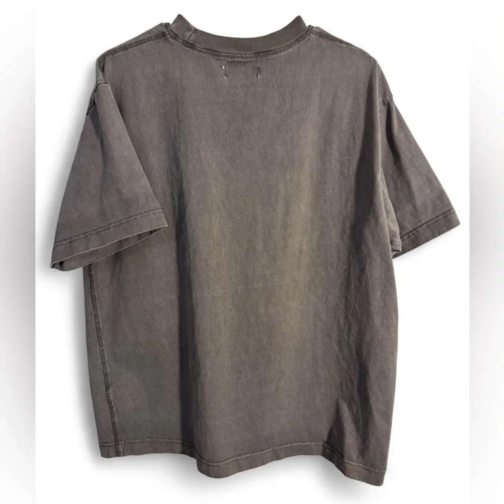 PacSun Men's Service Station Graphic Tee - Grey Size M, heavyweight